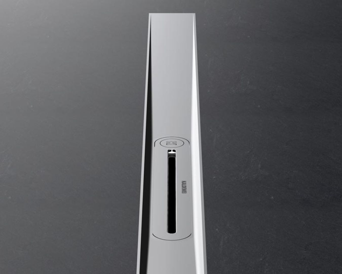 Duschablauf in moderner, schmaler Form mit glänzender Oberfläche.