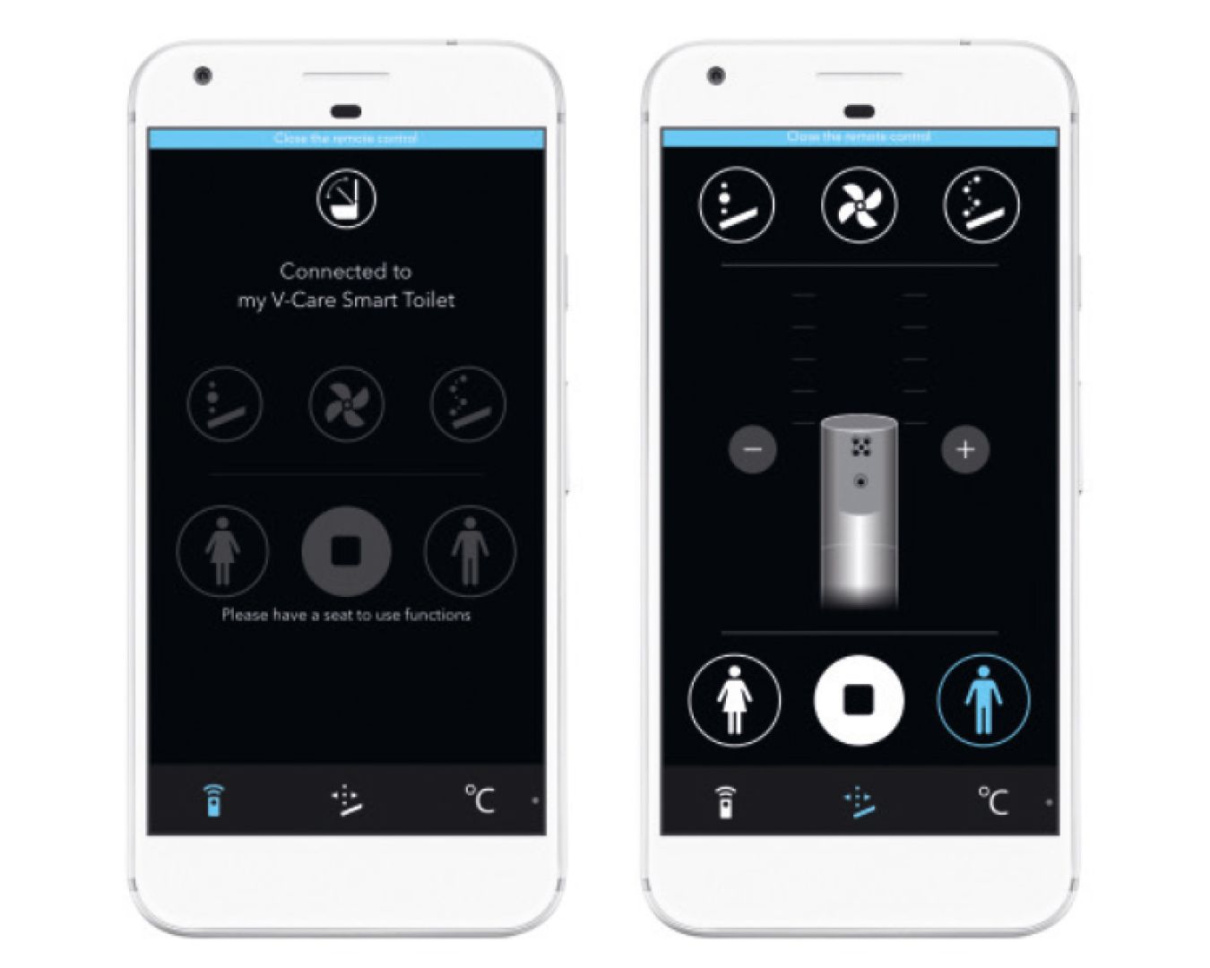  App-Steuerung für Dusch-WC mit Reinigungs- und Trocknungsfunktionen