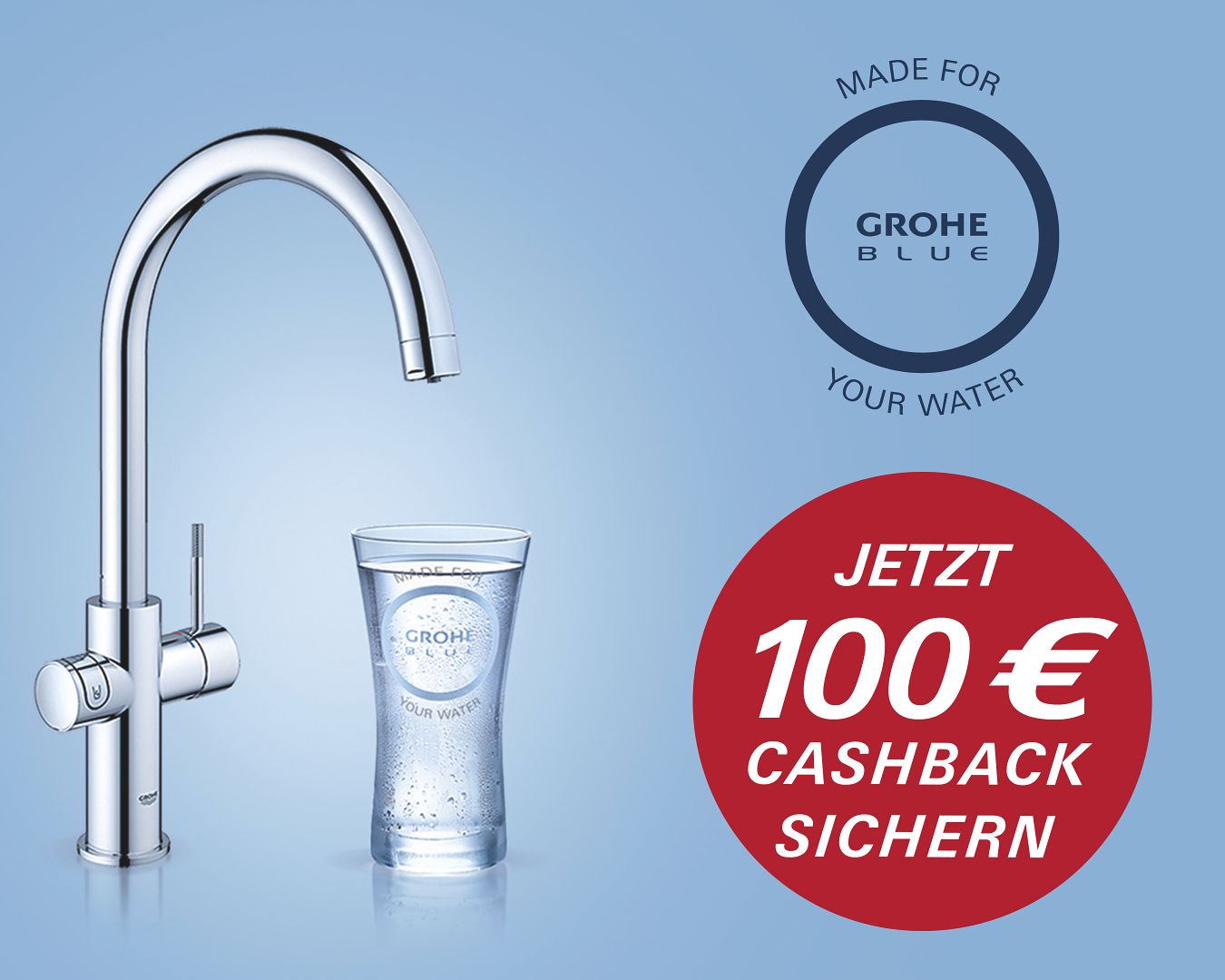 Grohe-Kampagne: Deutschland plastikflaschenfrei mit 100 € Aktionsrabatt.