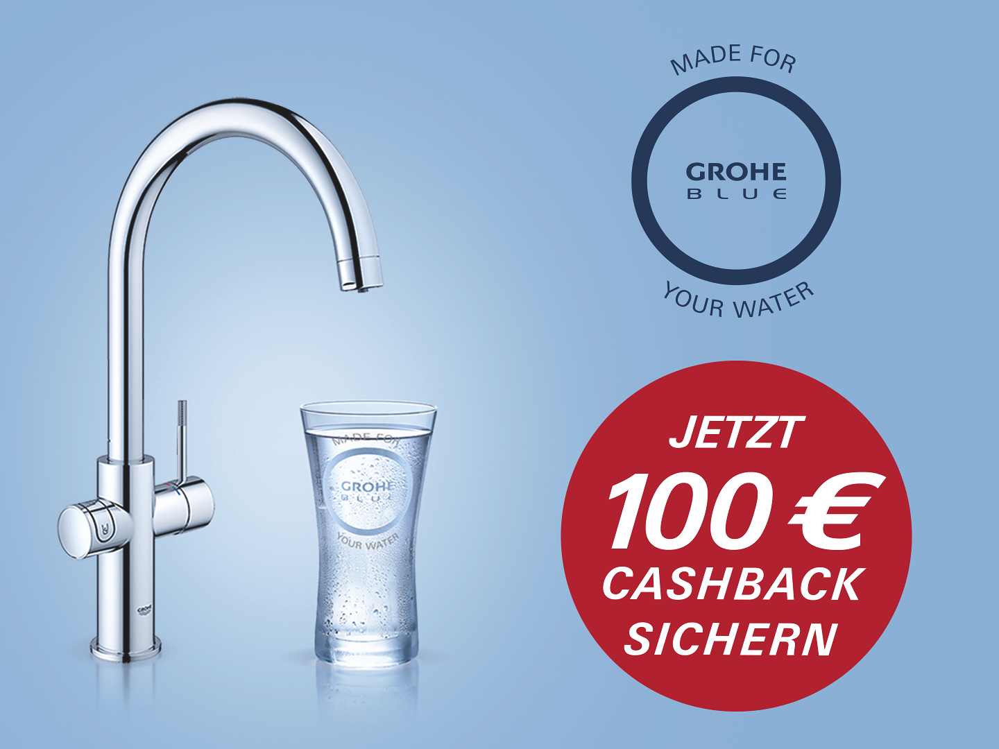Grohe-Kampagne: Deutschland plastikflaschenfrei mit 100 € Aktionsrabatt.